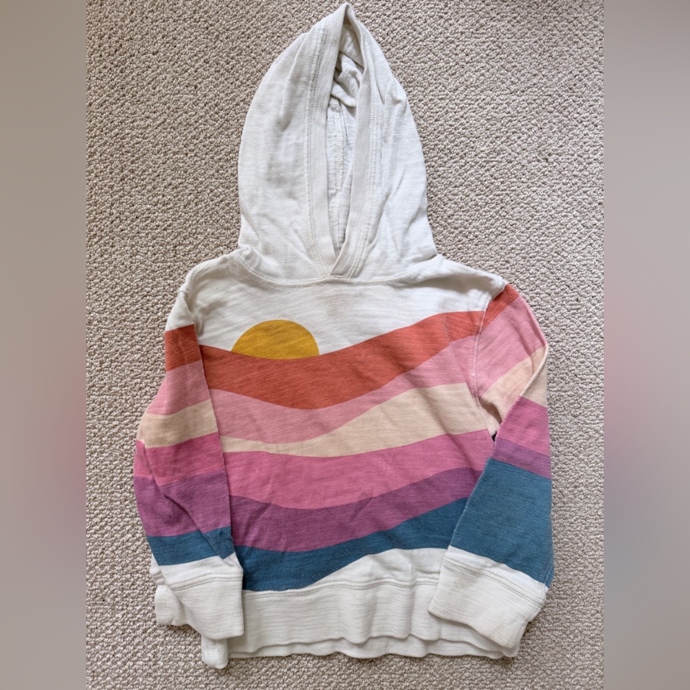 Faherty Kids Hooded Pullover in White with Multicolor Sunset Stripes